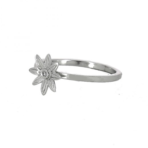 Bague En Argent Massif Style Ancien, Motif Fleur, Taille 52