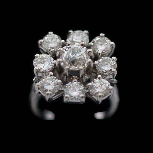 Bague ancienne marguerite diamants