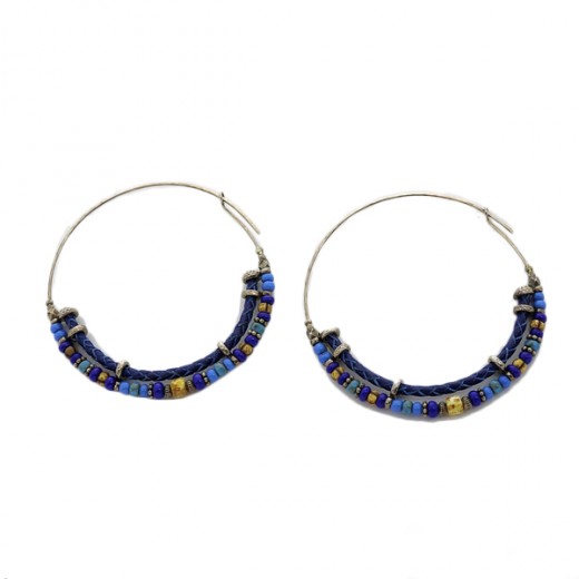 Boucles D'oreilles Créoles GAS BIJOUX - Modèle Comedia - Doré Avec Perles - Neuves étiquetées