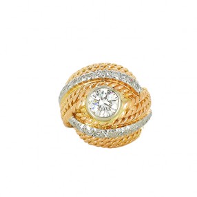 Bague 1970' 2 ors et diamants