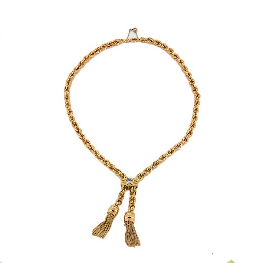 Collier Pompon Or Jaune 18 Carats Années 1950 - Bijou Vintage Occasion