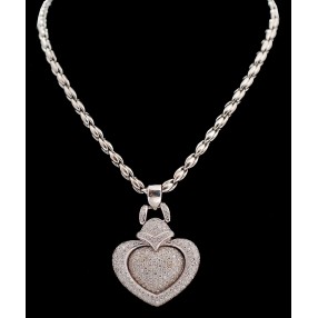 Pendentif Coeur Pavage Diamants