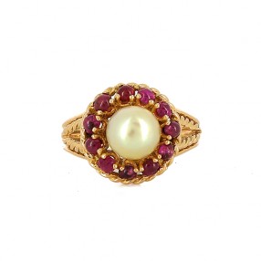 Bague 1970' Perle et Rubis...