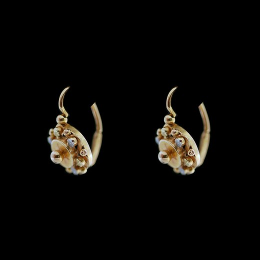 Boucles D'Oreilles Vintage Anciennes En Métal Doré - Bijou D'Occasion à Petit Prix