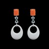 Boucles d'oreilles Ivoire, Corail et Diamants