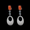 Boucles d'oreilles Ivoire, Corail et Diamants