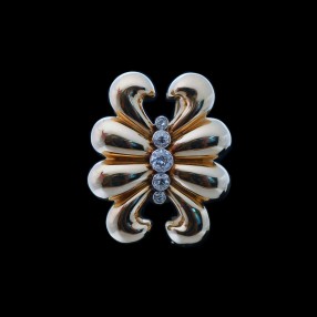 Broche ancienne or jaune et diamants