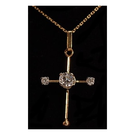 Pendentif croix ancienne diamants