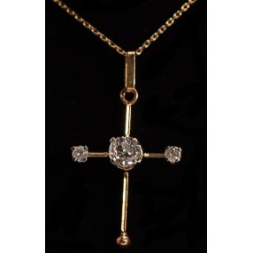 Pendentif croix ancienne diamants