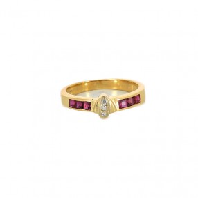 Bague Diamants Rubis en Or...