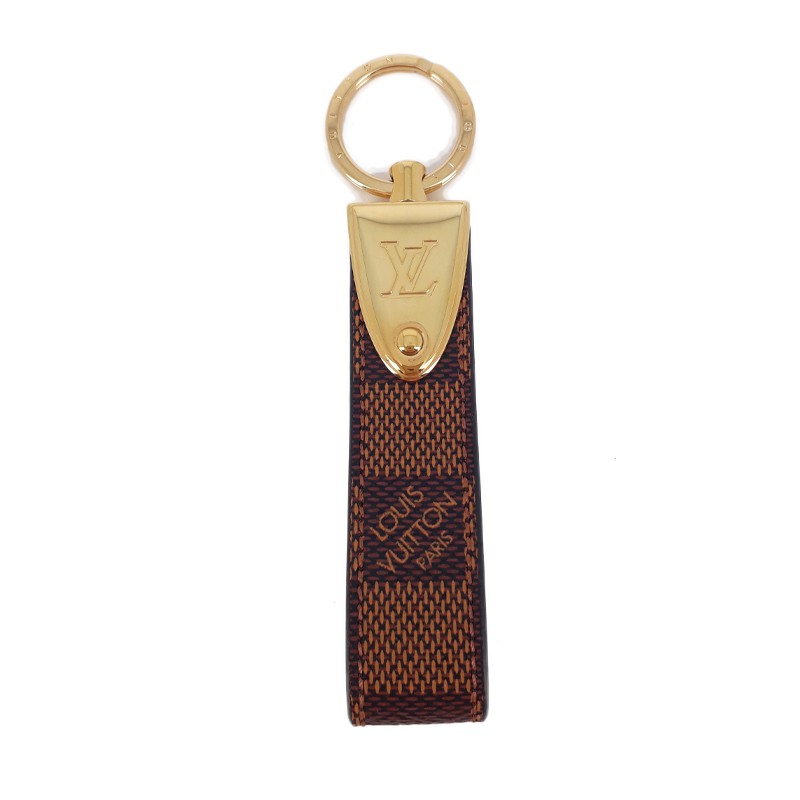 LOUIS VUITTON LOUIS VUITTON Porte-cle Dragonne Key chain ring holder M00548  leather noir Gold M00548