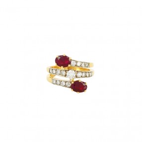 Bague moderne 2 ors , rubis...