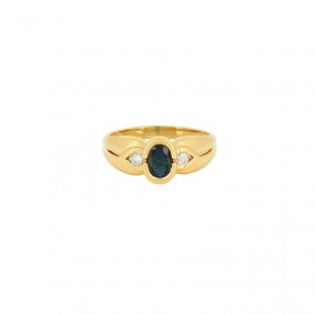 Bague en or jaune, saphir...