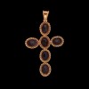Pendentif croix en or et améthyste