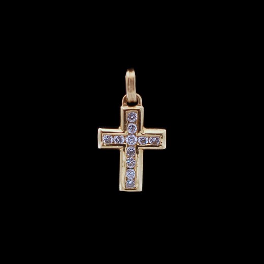 Pendentif croix en or et diamants