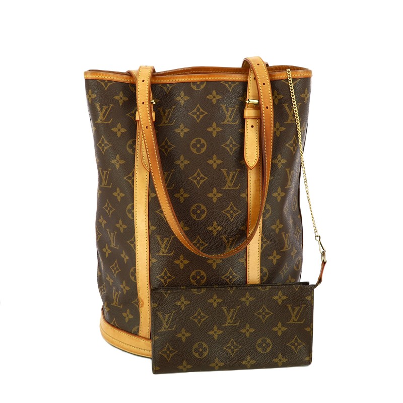 Sac Louis Vuitton Bucket en toile monogram et cuir naturel