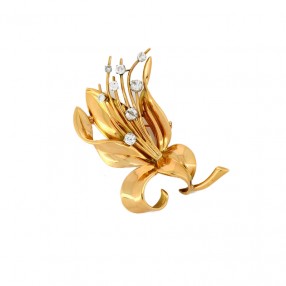 Broche 1950' Fleur en or...