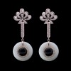 Boucles d'oreilles jade onyx et diamants