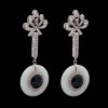 Boucles d'oreilles jade onyx et diamants