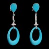 Boucles d'oreilles turquoises, émeraudes et diamants