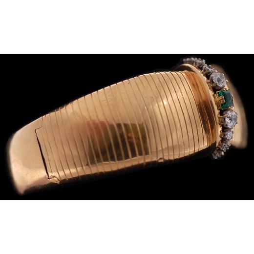 Bracelet ancien or, diamants et émeraude