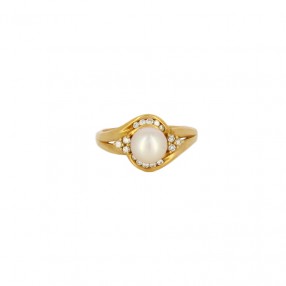 Bague en or jaune, Perle de...