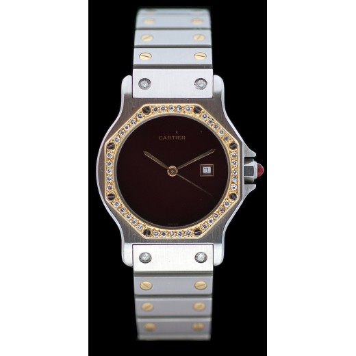 Montre Cartier Santos Lunette Diamants