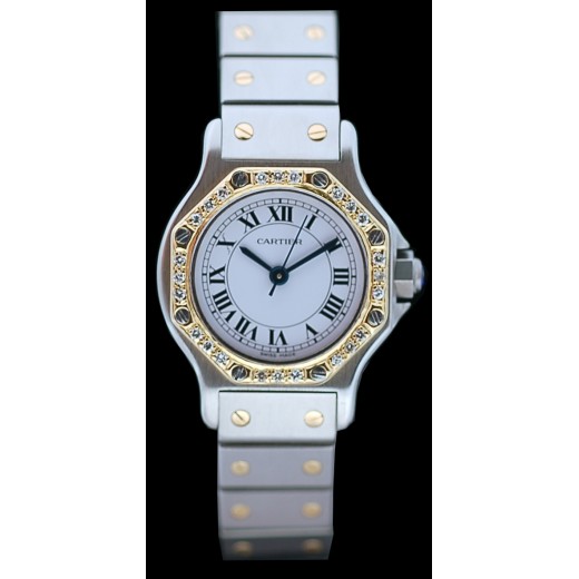 Montre Cartier Santos Lunette Diamants Petit Modèle