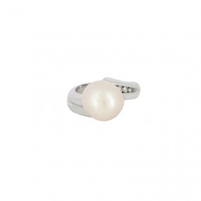 Bague en or blanc, Perle de...