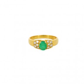 Bague en or jaune, Emeraude...