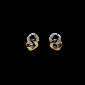 Boucles d'oreilles modernes 2 tons d'ors et diamants