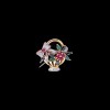 Broche panier en or et pierres précieuses