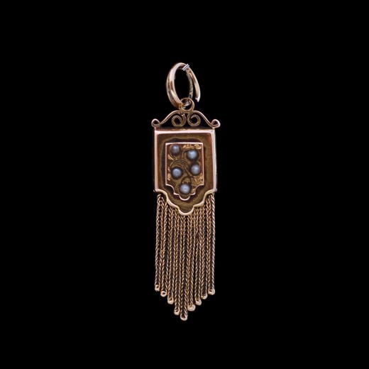 Pendentif Breloque ancien en or et perles