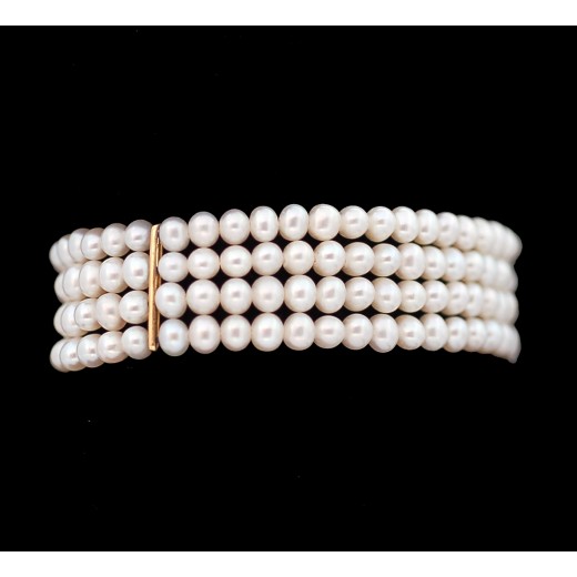 Bracelet 4 rangs de perles chinoises et or