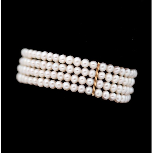Bracelet 4 rangs de perles chinoises et or