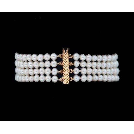 Bracelet 4 rangs de perles chinoises et or