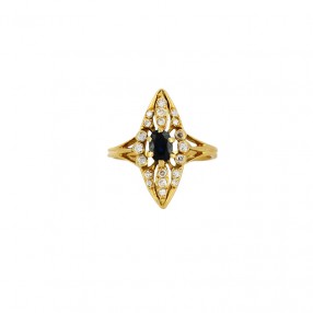 Bague Marquise saphir et...