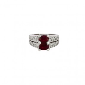 Bague Double Rubis et Diamants