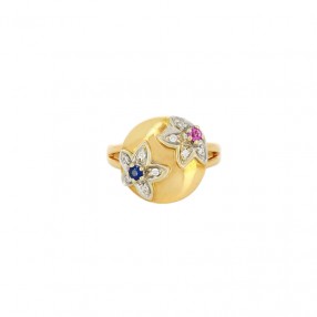 Bague ronde motif de fleurs...