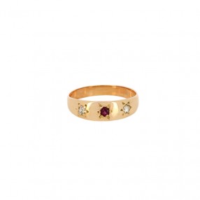 Bague en Or Rose, Rubis et...