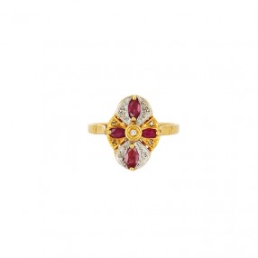 Bague Marquise 2 Ors, Rubis...