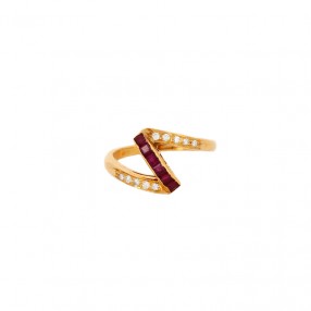 Bague en Or Rose, Rubis et...