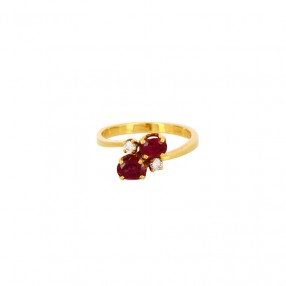 Bague en Or Jaune, Rubis et...