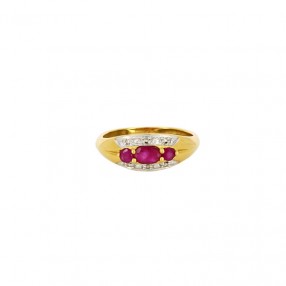 Bague 2 Ors, Rubis et Diamants