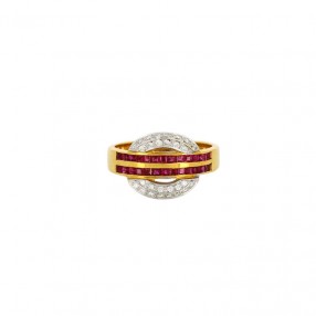 Bague 2 Ors, Rubis et Diamants