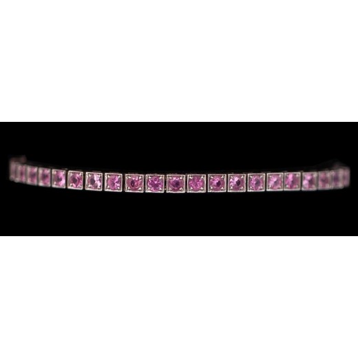 Bracelet Ligne Saphirs Rose