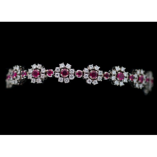 Bracelet Ligne Rubis et Diamants