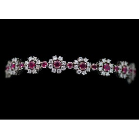 Bracelet Ligne Rubis et Diamants