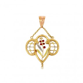 Pendentif  3 Ors, Rubis,...