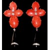 Boucles d'oreilles corail onyx et diamants